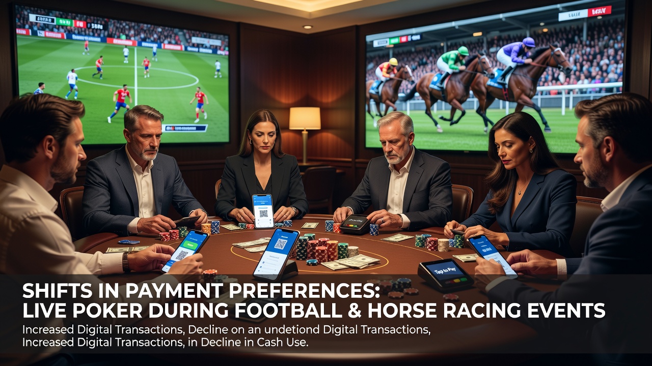 Casino payment kiosk with digital wallet options displayed next to poker room entrance